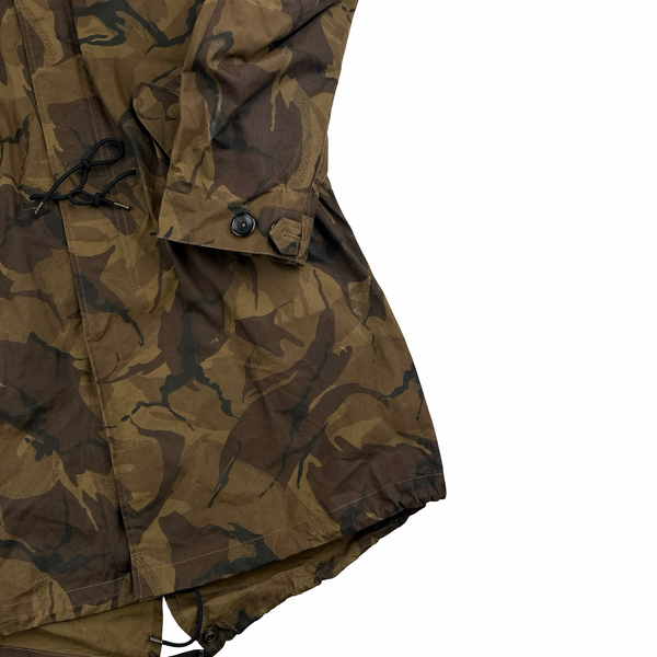 Ten C Lightweight Brown Camo Long Hooded Parka Jacket - Large