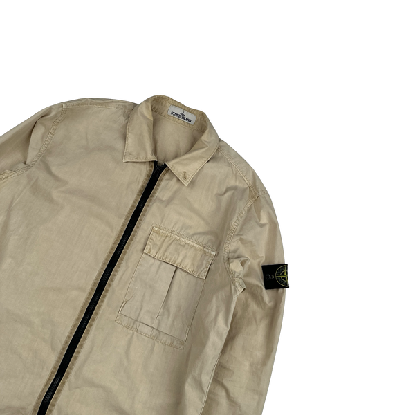Stone Island 2019 Butter Yellow Brushed Cotton Overshirt - Large