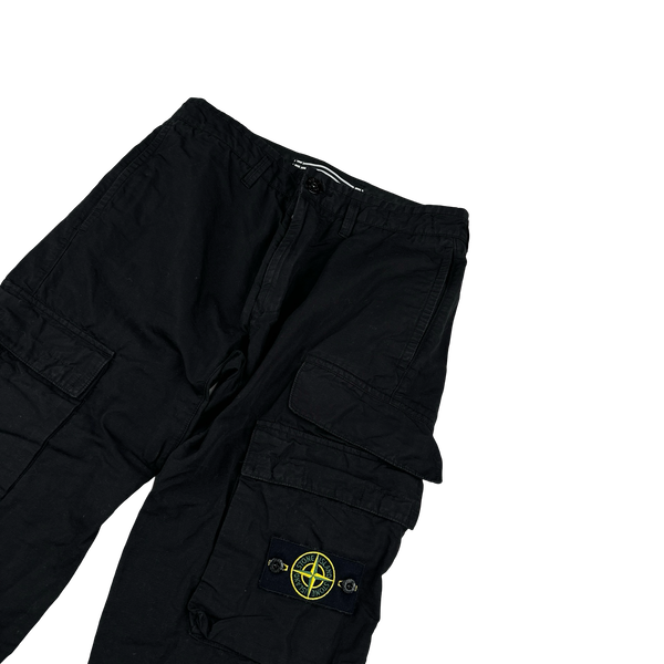 Stone Island 2022 Black Cotton Cargo Trousers - 30"