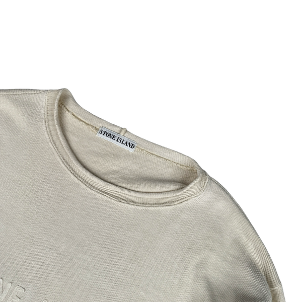 Stone Island 1990s Vintage Cream Spellout Pullover - Medium