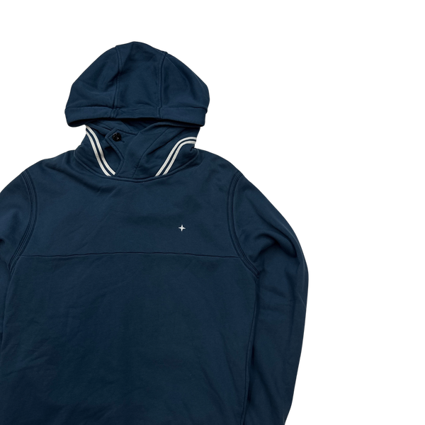 Stone Island 2020 Blue Piped Compass Hoodie - Small