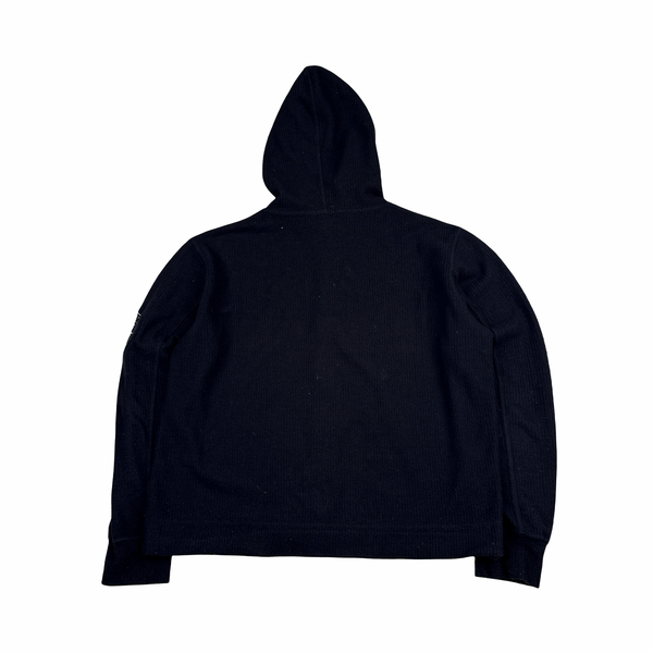Stone Island 2002 Black Lightweight Knitted Hooded Zip up Compass Jumper - Medium