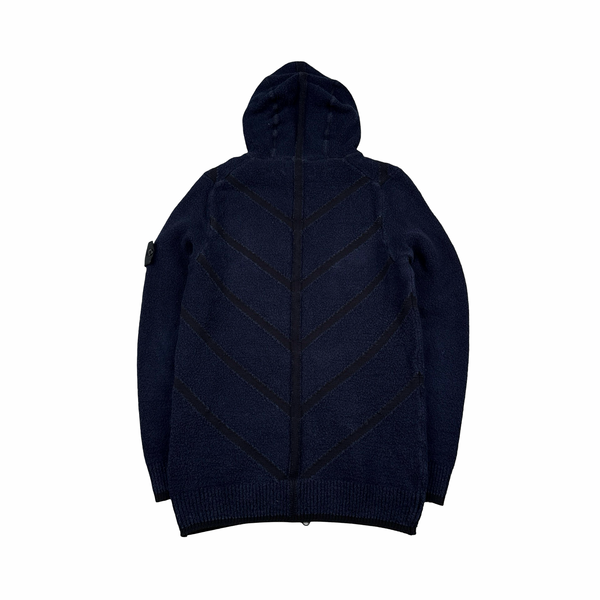 Stone Island Dark Navy Shadow Project Knit Zipped Hooded Jumper - Small