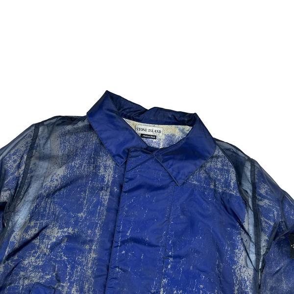 Stone Island 2001 Monofilament Blue Mesh Collard Jacket - Medium