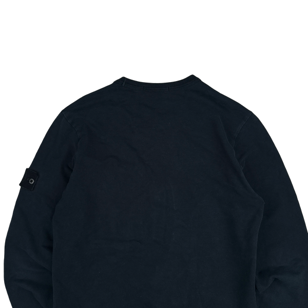 Stone Island Navy Ghost Cotton Chest Zip Crewneck Jumper - Medium