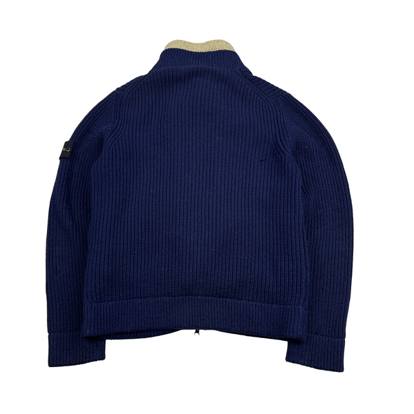 Stone Island 2014 Navy Wool Dutch Rope Lined President Knit Knit - XL