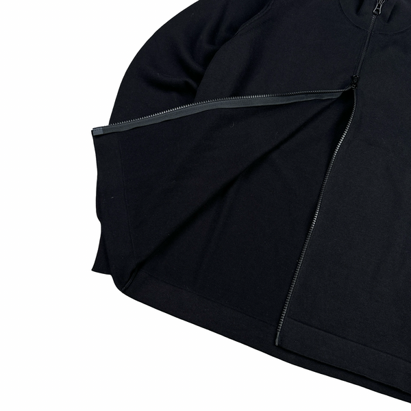 Stone Island 2023 Black Cotton Zipped Cardigan Knit Jumper - Small