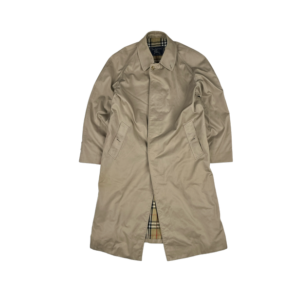 Burberry Nova Check Lined Tan Long Trench Coat - Large