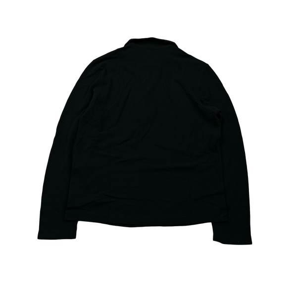 Prada Black Cotton Long Sleeve Red Tab Polo - Large