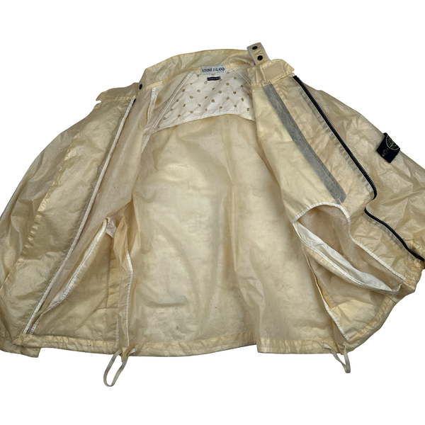 Stone Island 2001 Beige Micro Felt Transparent Laminated Web Jacket - Large