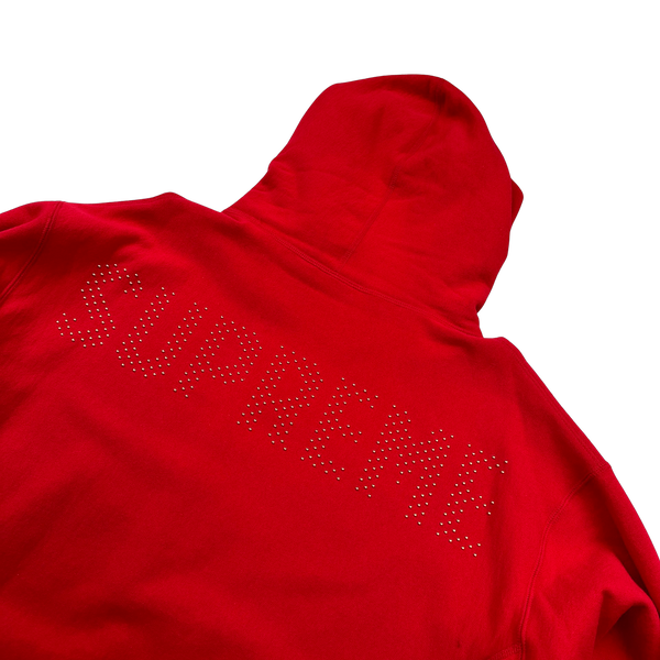 Supreme Red Studded Spellout Logo Hoodie - XL