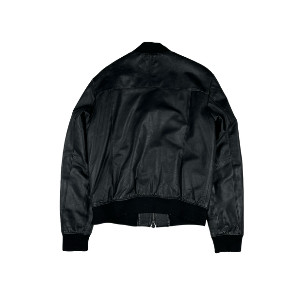 Armani Jeans 2000's Zip Up Leather Jacket - Medium