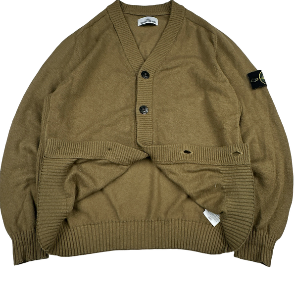 Stone Island 2023 Khaki Cotton Buttoned Cardigan Jumper - Large