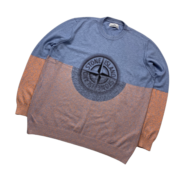 Stone Island Two Tone Spellout Knit Jumper - XXL