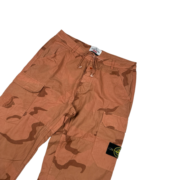 Stone Island x Supreme 2019 Salmon Brushed Cotton 2C Camo OVD Cargo Trousers - 32"