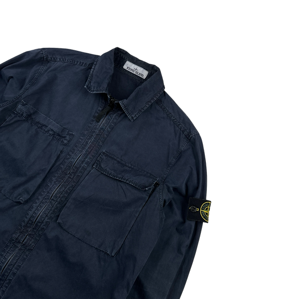 Stone Island 2018 Navy Cotton Zipped Overshirt - Medium