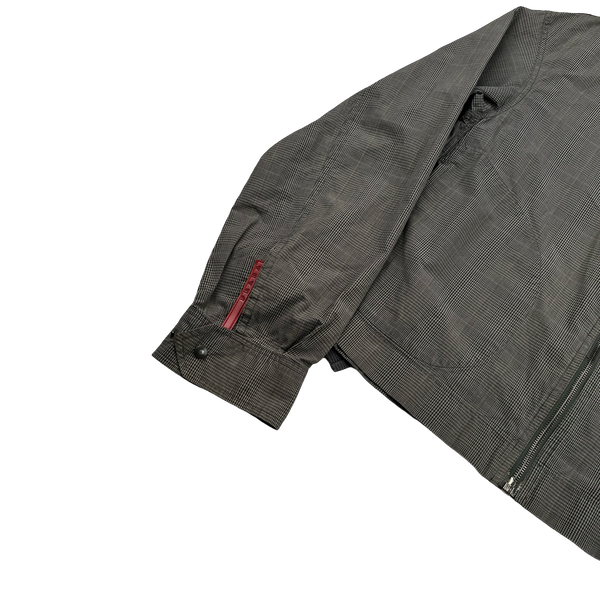 Prada Brown Checked Cotton Bomber Jacket - Medium