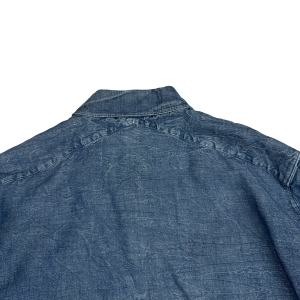 Stone Island 2002 Resin Coated Lino Flax Shirt - Medium