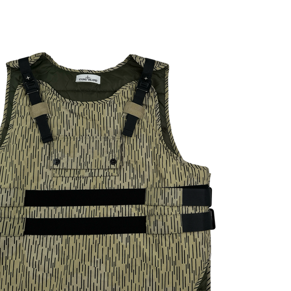 Stone Island 2021 Rain Camo Reflective Spellout Padded Utility Vest - XL
