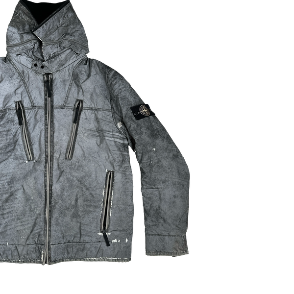 Stone Island Silver Liquid Reflective Fleece Lined Jacket - XL
