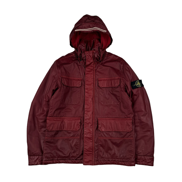 Stone Island 2011 Cherry Red Multipocket Mussola Gommato Jacket - Large