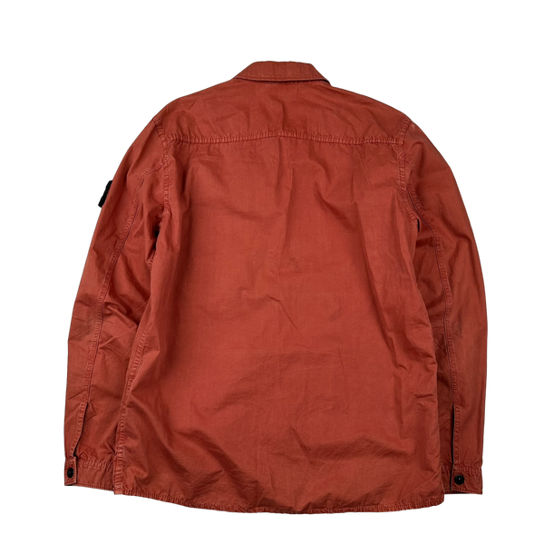 Stone Island 2019 Brick Red Brushed Cotton Overshirt - Large