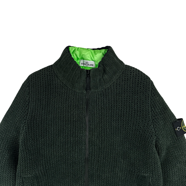 Stone Island Green President Knit Down Bomber Jacket - Medium