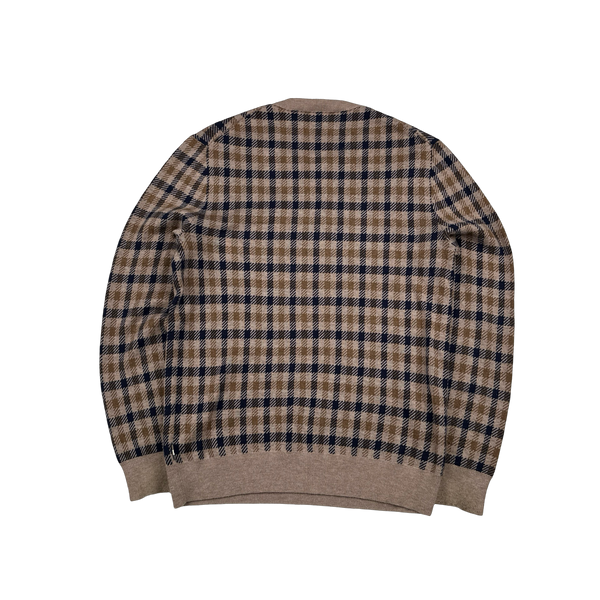Aquascutum Cotton Checked Pattern Pullover Knit - Medium