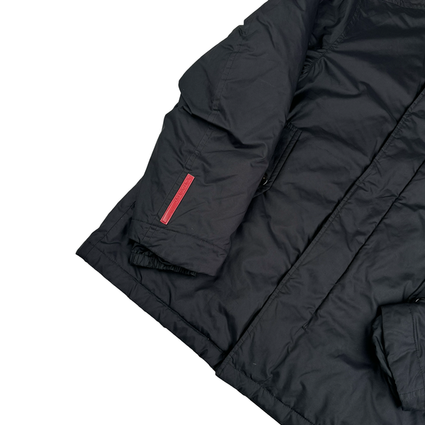 Prada Black Nylon Red Tab Padded Jacket - Medium