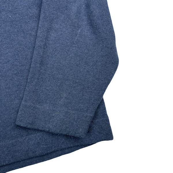 Stone Island 1987 Navy Knitted Wool Blend Spellout Vintage Pullover - Large
