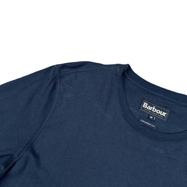 Barbour Navy Spellout Short Sleeve T Shirt - Medium