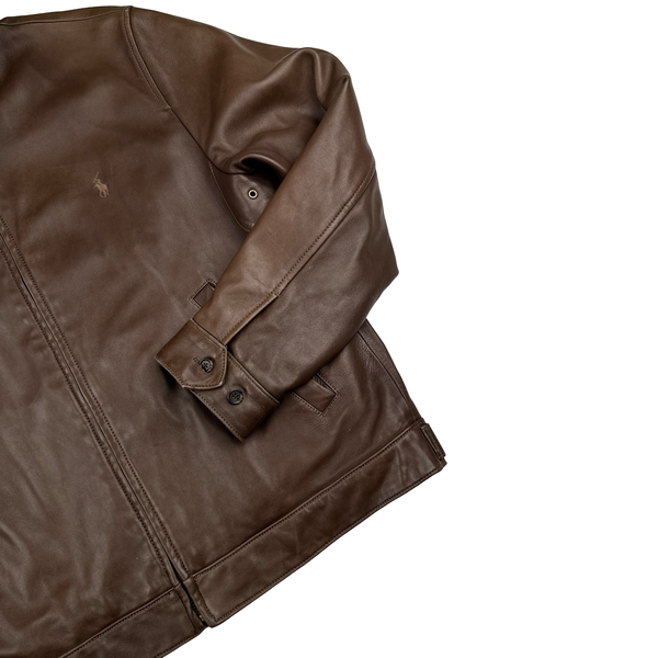 Ralph Lauren Brown Heavyweight Leather Jacket - Large