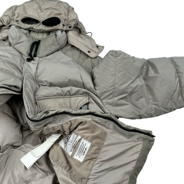 CP Company Cream Nycra Goggle Down Puffer Jacket - Large