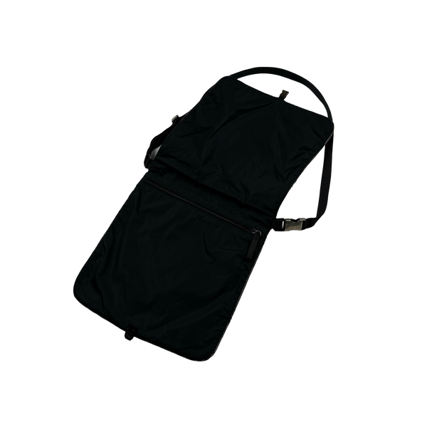 Prada Black Red Tab Nylon Adjustable Side Bag