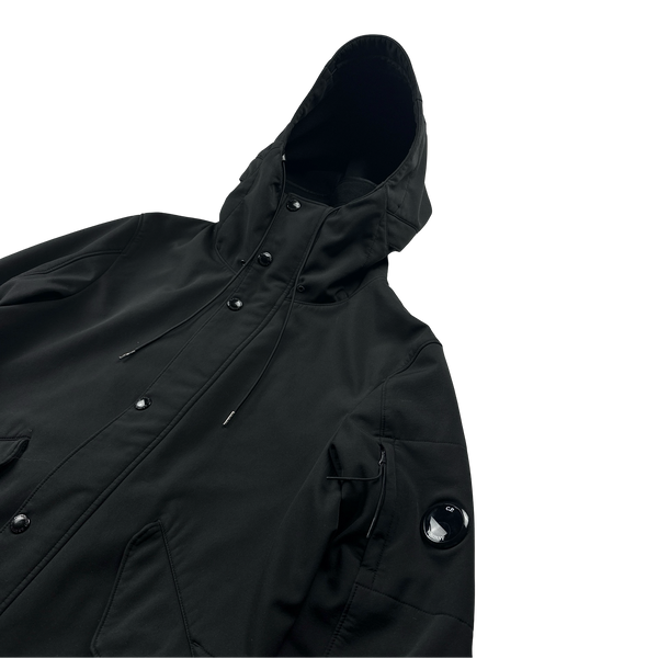 CP Company Black Soft Shell Fishtail Parka Jacket - Small