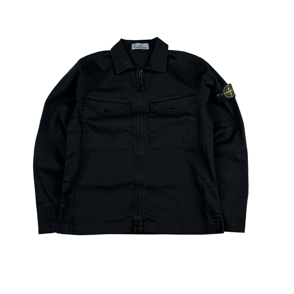 Stone Island 2024 Black Cotton Twill Overshirt - Small