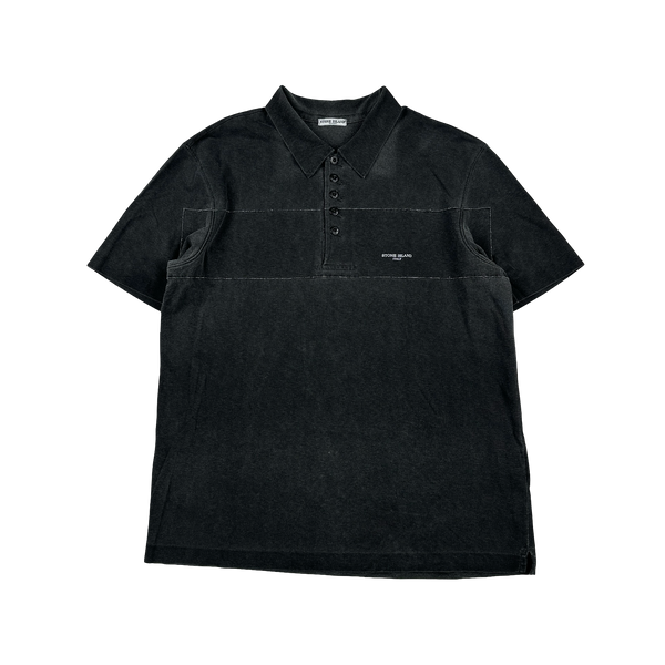 Stone Island Italy 2006 Black Vintage Spellout Cotton Polo - XL