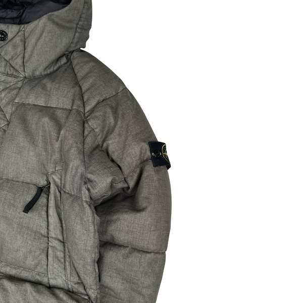 Stone Island 2019 Brown Lino Resinato Down -TC Puffer Jacket - Small