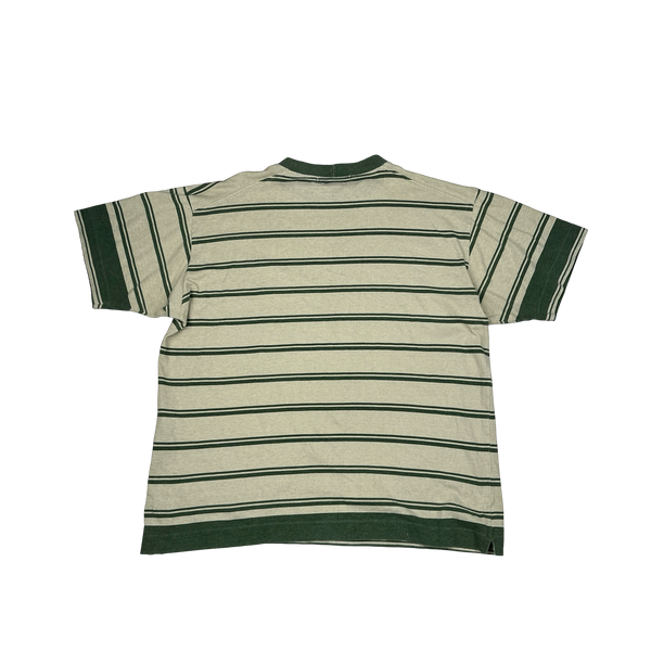 Stone Island 1997 Green Striped Vintage Cotton T Shirt - Large
