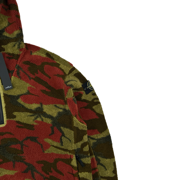 Stone Island 2022 Heritage Camo Teddy Fleece Pullover Hoodie  - XXL