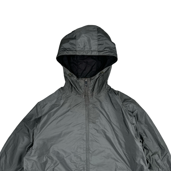 Prada Grey/Black Red Tab Reversible Nylon Windbreaker Hooded Jacket - 3XL