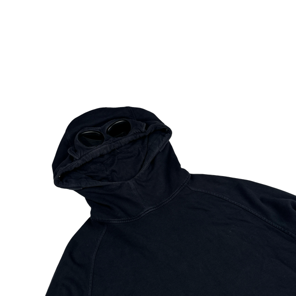 CP Company Navy Spellout Pullover Goggle Hoodie - XL