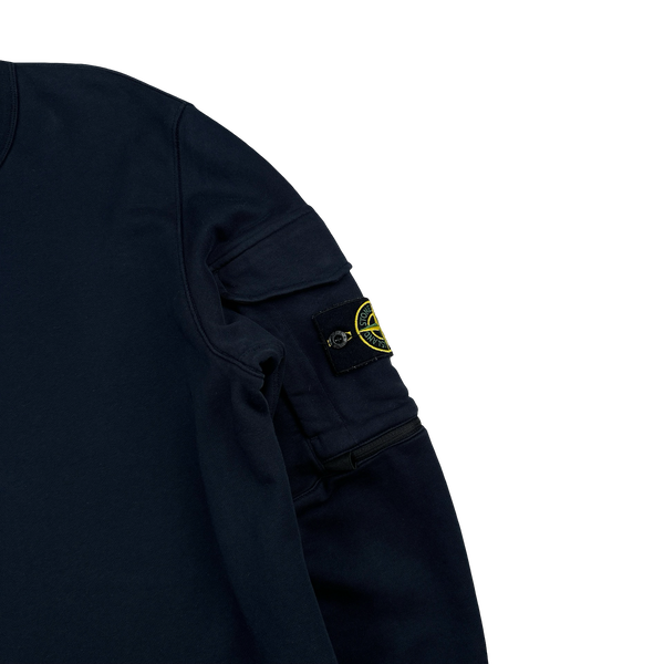 Stone Island 2022 Navy Cargo Pocket Crewneck Sweatshirt - Medium