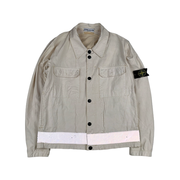 Stone Island 2006 Cream Cotton Reflective Overshirt - Large