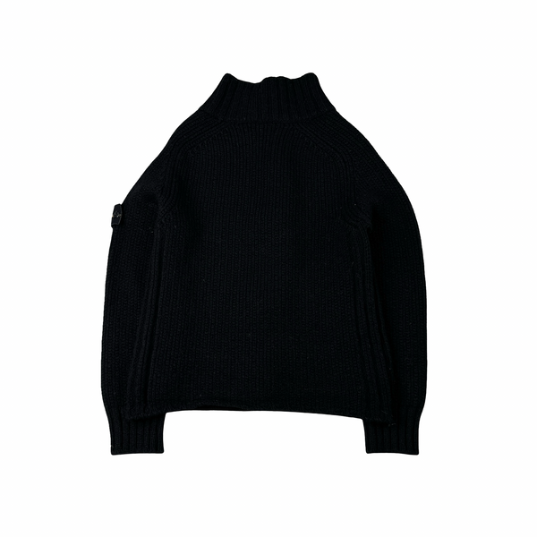 Stone Island 2001 Black Heavyweight Knitted Jumper - Small