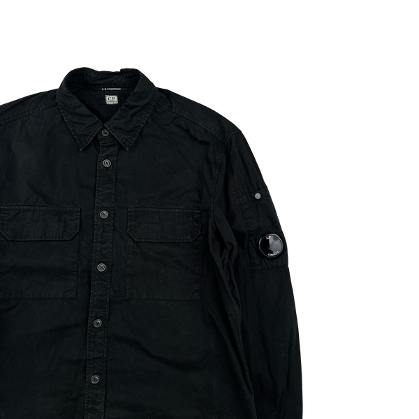 CP Company Black Buttoned Cotton Overshirt - Small
