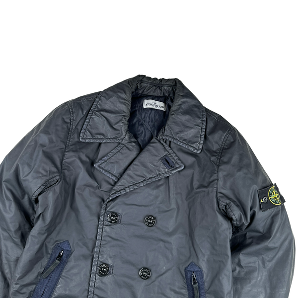 Stone Island 2012 Navy Mussola Gommata Double Breasted Jacket - Small