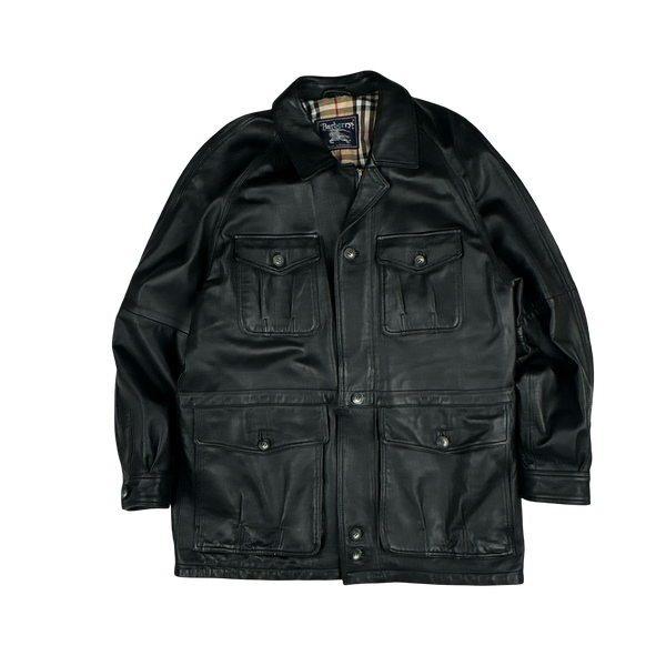 Burberry Leather Nova Check Lined Heavyweight Jacket - XL