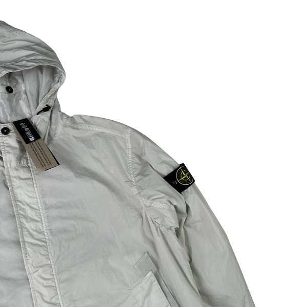 Stone Island 2025 Garment Dyed White Crinkle Reps Jacket - Large