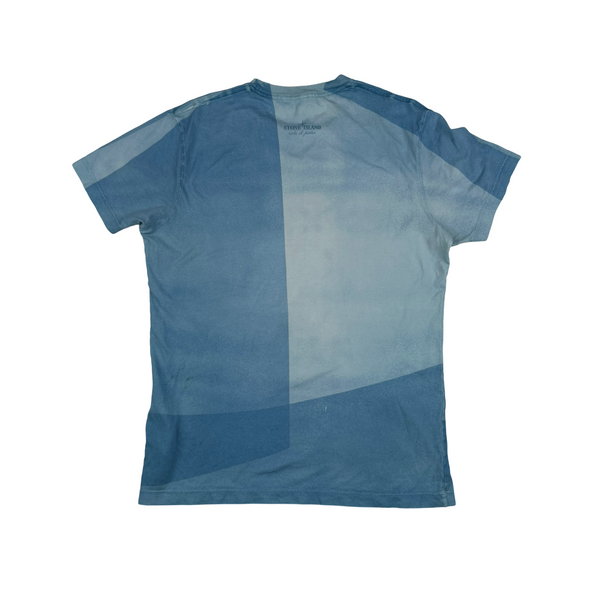 Stone Island Blue Two Tone Isola Di Pielia T Shirt - Large